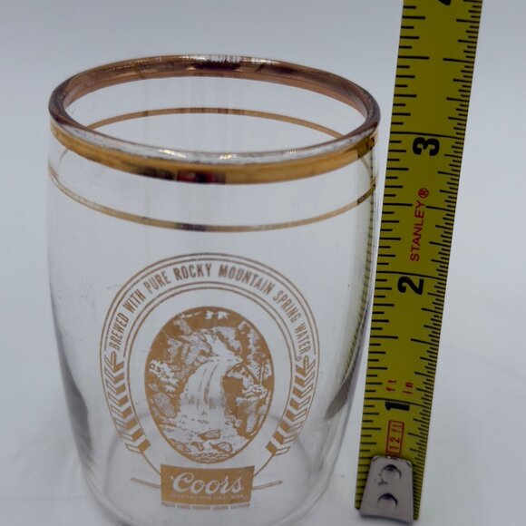 Vintage Coors Glass Tumbler Tasting Chaser or Shot Glass Gold Rim 3” Tall 80’s - Picture 3 of 8